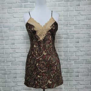 Vintage 90s Victorias Secret Womens L Paisley Satin‎ Nightie Nightgown Lace